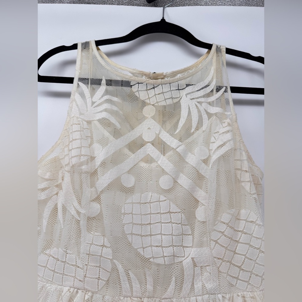 Anthropology White Pineapple Dress Sz. 4 - Picture 4 of 10